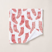 Scandinavische kerstgerechten Rood en Wit Patroon Bad Handdoek (Wasdoekje)