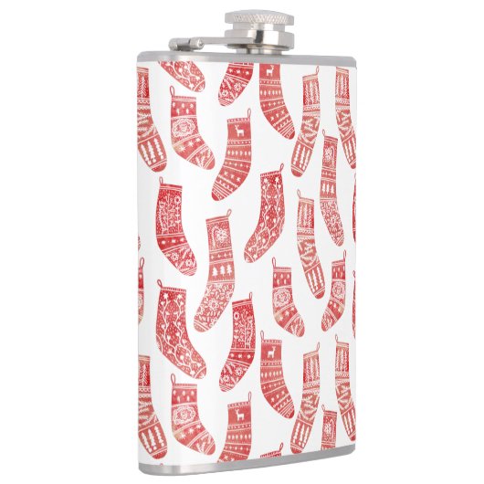 Scandinavische kerstgerechten Rood en Wit Patroon Heupfles (Rechts)