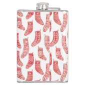 Scandinavische kerstgerechten Rood en Wit Patroon Heupfles (Achterkant)