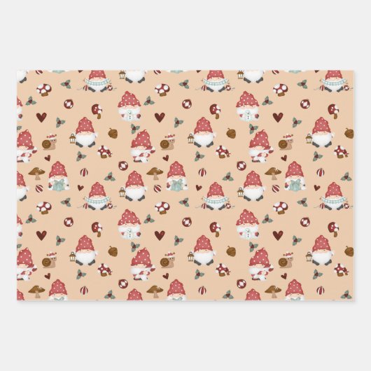 Scandinavische kerstgnomen inpakpapier vel (Voorkant 3)