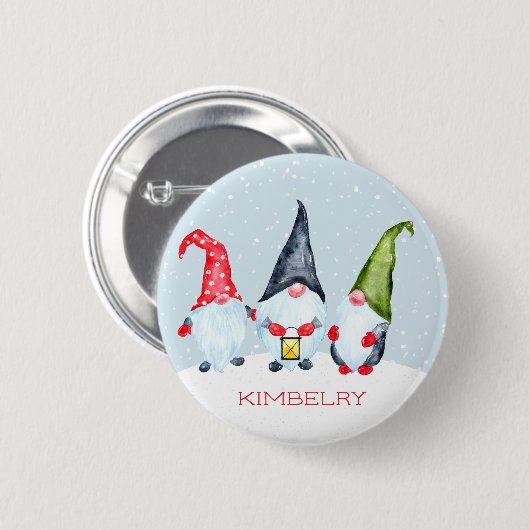 Scandinavische kerstgnomen ronde button 5,7 cm (Voorkant /achterkant)