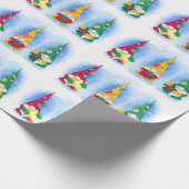 Scandinavische kerstgnomen Waterverf feestdag Cadeaupapier (Hoek)