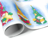 Scandinavische kerstgnomen Waterverf feestdag Cadeaupapier (Rol Hoek)