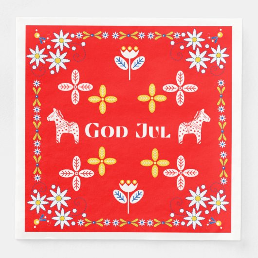 Scandinavische kerstgod jul napkins servet (Voorkant)