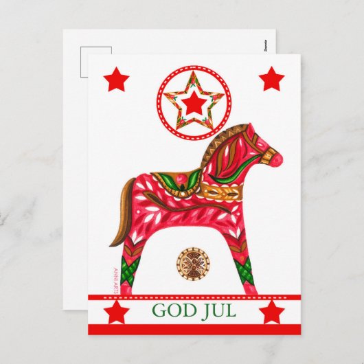 Scandinavische kerstgroet met aangepaste tekst feestdagenkaart (Voorkant / Achterkant)