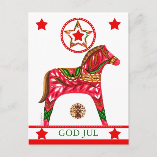 Scandinavische kerstgroet met aangepaste tekst feestdagenkaart (Voorkant)