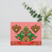 Scandinavische kerstgroet met aangepaste tekst feestdagenkaart (Staand voorkant)