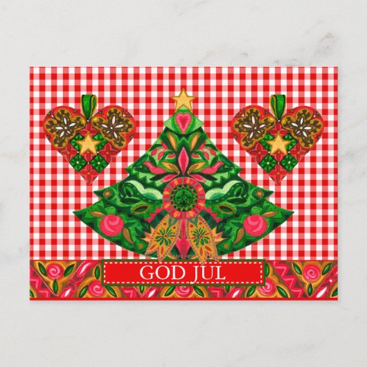 Scandinavische kerstgroet met aangepaste tekst feestdagenkaart (Voorkant)