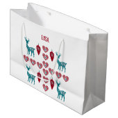 Scandinavische kerstharten Reindeer Red Baubles Groot Cadeauzakje (Voorkant Gekanteld)