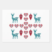 Scandinavische kerstharten Reindeer Red Baubles Inpakpapier Vel (Voorkant 2)