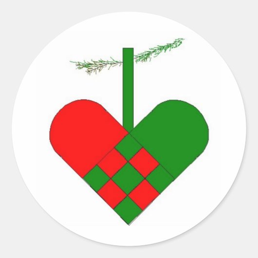 Scandinavische Kerstharten Ronde Sticker (Voorkant)