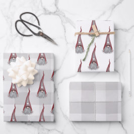 Scandinavische kerstkaarten voor kerstwandelaars inpakpapier vel