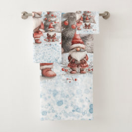 Scandinavische kerstkabouter rode bessen bad handdoek