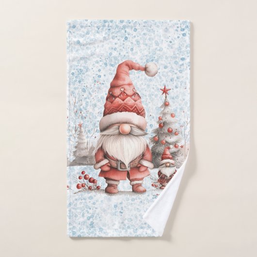 Scandinavische kerstkabouter rode bessen bad handdoek (Handdoek)