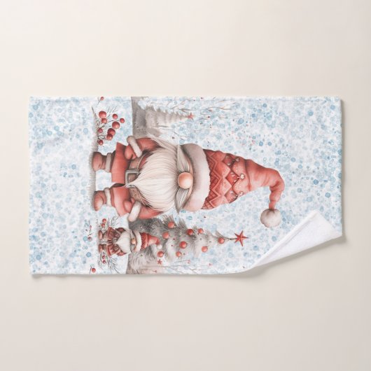 Scandinavische kerstkabouter rode bessen bad handdoek (Handdoek)