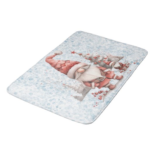 Scandinavische kerstkabouter rode bessen badmat (Gekanteld)