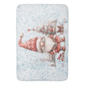 Scandinavische kerstkabouter rode bessen badmat (Voorkant Verticaal)