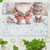 Scandinavische kerstkabouter rode bessen theedoek (Gevouwen)