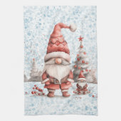 Scandinavische kerstkabouter rode bessen theedoek (Verticaal)