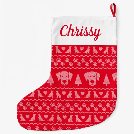 Scandinavische kerstkeuker Print Labrador Retrieve Grote Kerstsok (Achterkant)