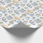 Scandinavische kerstkoepel cadeaupapier (Hoek)