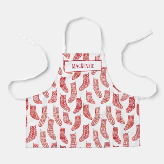 Scandinavische kerstkousen Rood & Witte Aangepaste Schort (Voorkant)