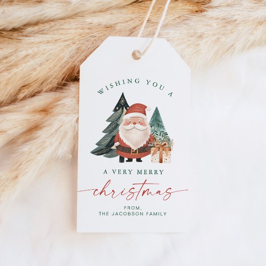Scandinavische Kerstman Kerstboom Vakantie Cadeaulabel