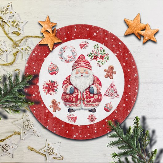 Scandinavische Kerstman Rood Rond Snijplank
