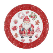 Scandinavische Kerstman Rood Ronde Snijplank (Voorkant)