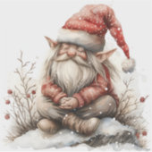 Scandinavische Kerstman Waterverf Sticker (Voorkant)