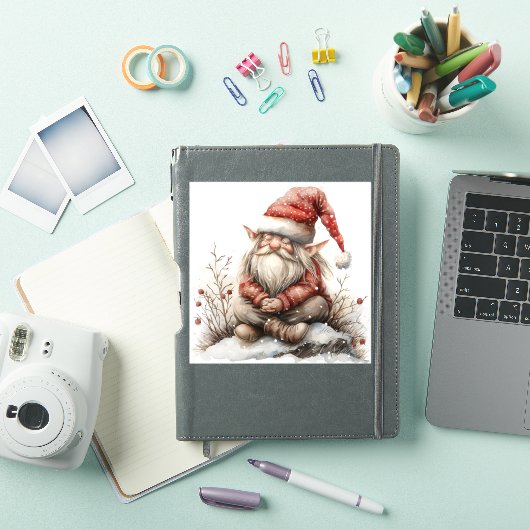 Scandinavische Kerstman Waterverf Sticker (iPad Cover)