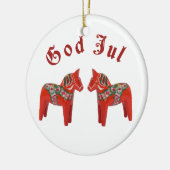 Scandinavische Kerstmis Dala Horse God Jul! Person Keramisch Ornament (Links)