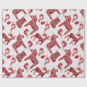 Scandinavische Kerstmis Dala Paard Volkskunst Cadeaupapier (Vlak)