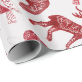 Scandinavische Kerstmis Dala Paard Volkskunst Cadeaupapier (Rol Hoek)