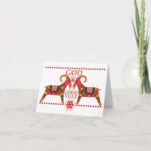 Scandinavische Kerstmis Jul Bock Vouw Wenskaart Kaart (Voorkant)
