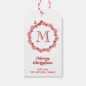 Scandinavische kerstmis met kerstmis, monogrammen cadeaulabel (Voorkant)