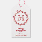 Scandinavische kerstmis met kerstmis, monogrammen cadeaulabel (Achterkant)