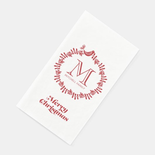 Scandinavische kerstmis met kerstmis, monogrammen servet (Hoek)