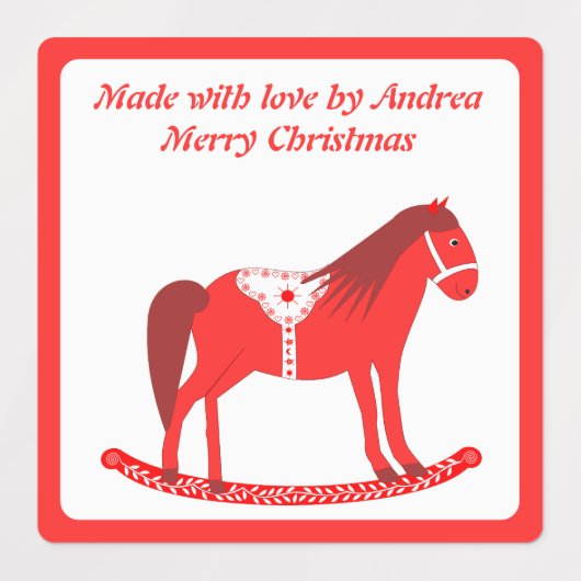 Scandinavische Kerstmis Schommelpaard Op Maat Labels (Design 1)