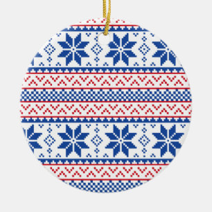 Scandinavische kerstpatronen keramisch ornament