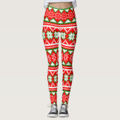 Scandinavische kerstpatronen leggings (Voorkant)