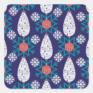 Scandinavische kerstpatronen vierkante sticker