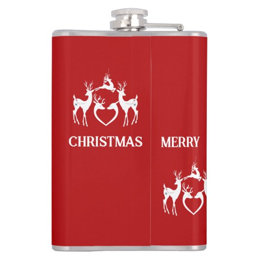 Scandinavische kerstrenners White Santa Helpers Re Heupfles (Achterkant)