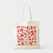 Scandinavische kerstrode witte feestjes tote bag (Voorkant)