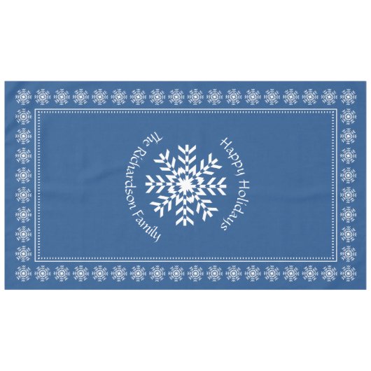 Scandinavische kerstsnowflake Aangepaste tekst Bla Tafelkleed (Voorkant (Horizontaal))