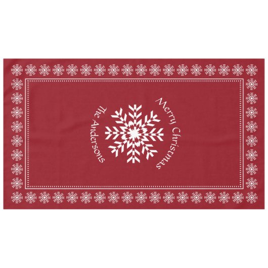 Scandinavische kerstsnowflake aangepaste tekst roo tafelkleed (Voorkant (Horizontaal))