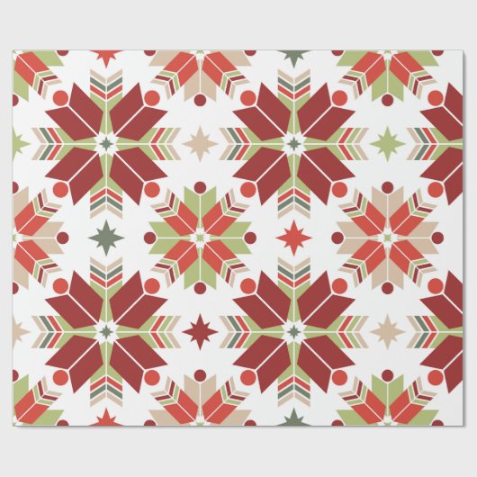 Scandinavische kerstsnowflake cadeaupapier (Vlak)