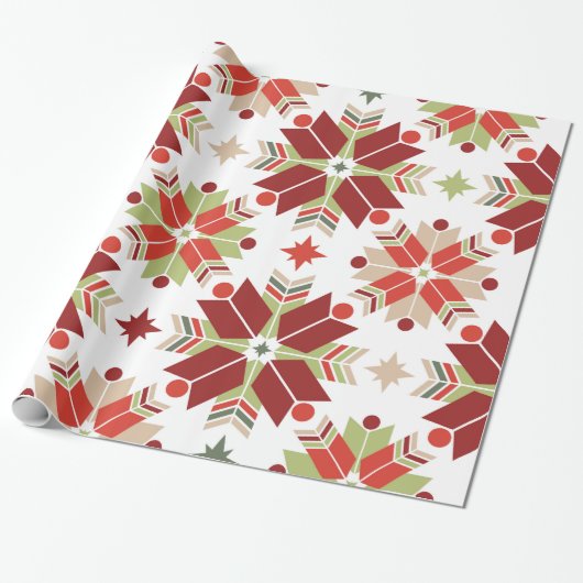 Scandinavische kerstsnowflake cadeaupapier (Uitgerold)
