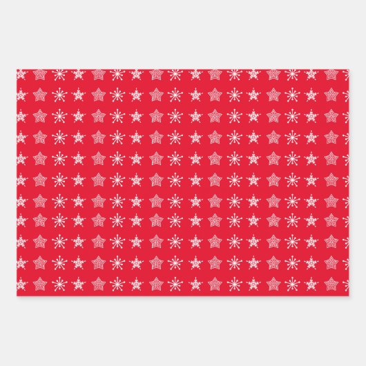 Scandinavische kerststerren in wit, rood inpakpapier vel (Voorkant 2)