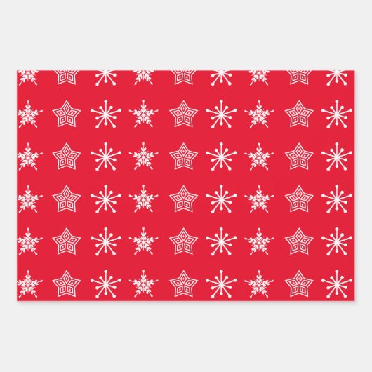 Scandinavische kerststerren in wit, rood inpakpapier vel (Voorkant)